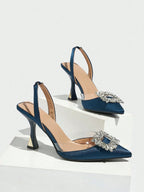 Women's Pointed Toe High Heels With Rhinestone Decoration shein