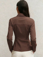 Long Sleeve Shirt With Pleated Waist Design