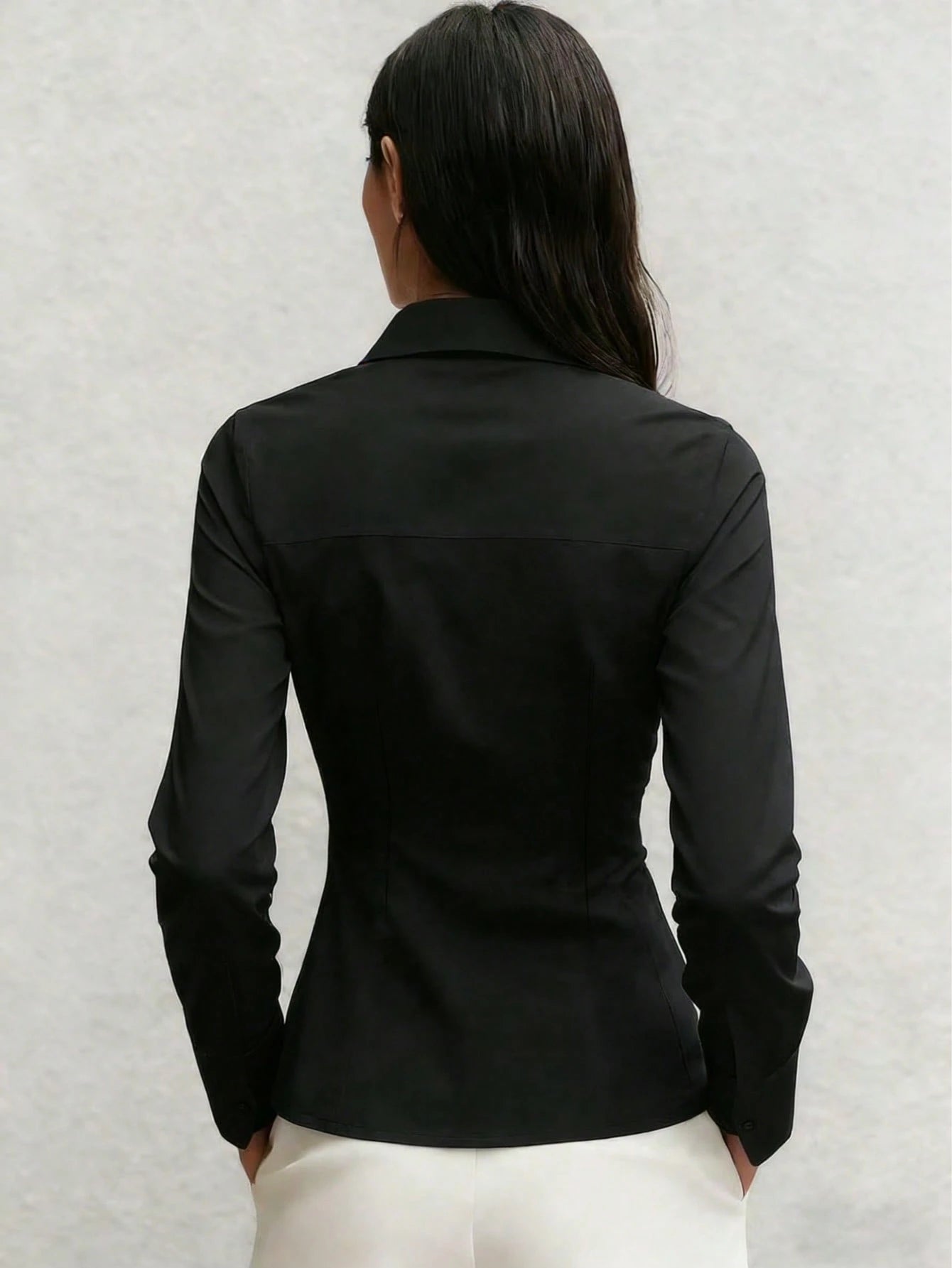 Long Sleeve Shirt With Pleated Waist Design
