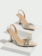 Women's Pointed Toe High Heels With Rhinestone Decoration shein