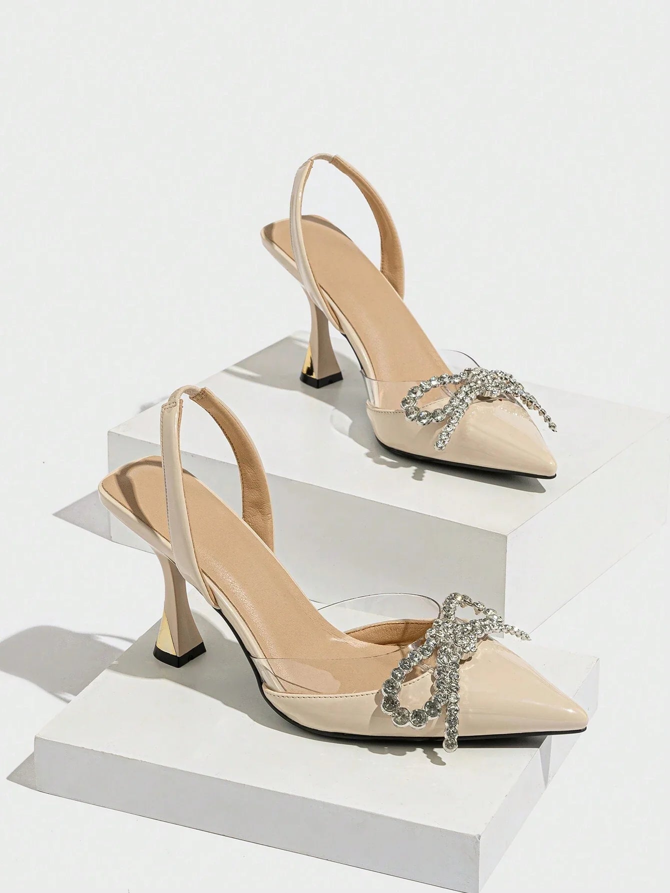 Women's Pointed Toe High Heels With Rhinestone Decoration shein