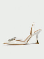 Women's Pointed Toe High Heels With Rhinestone Decoration shein