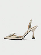 Women's Pointed Toe High Heels With Rhinestone Decoration shein