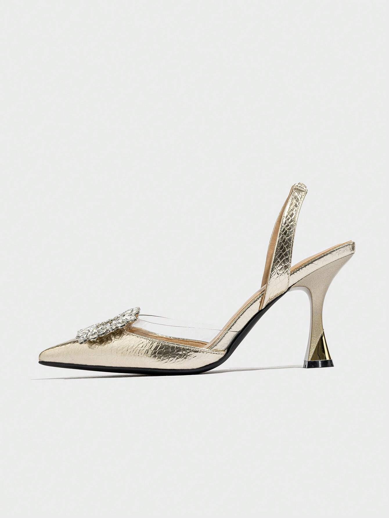 Women's Pointed Toe High Heels With Rhinestone Decoration shein