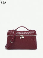 Women's Vintage Commuter Woven Faux Leather Box-Shaped Handbag shein