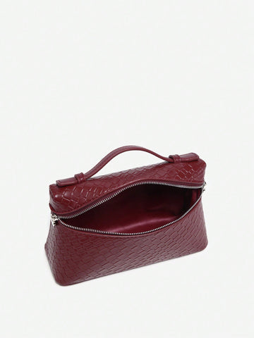 Women's Vintage Commuter Woven Faux Leather Box-Shaped Handbag