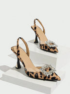 Women's Pointed Toe High Heels With Rhinestone Decoration shein
