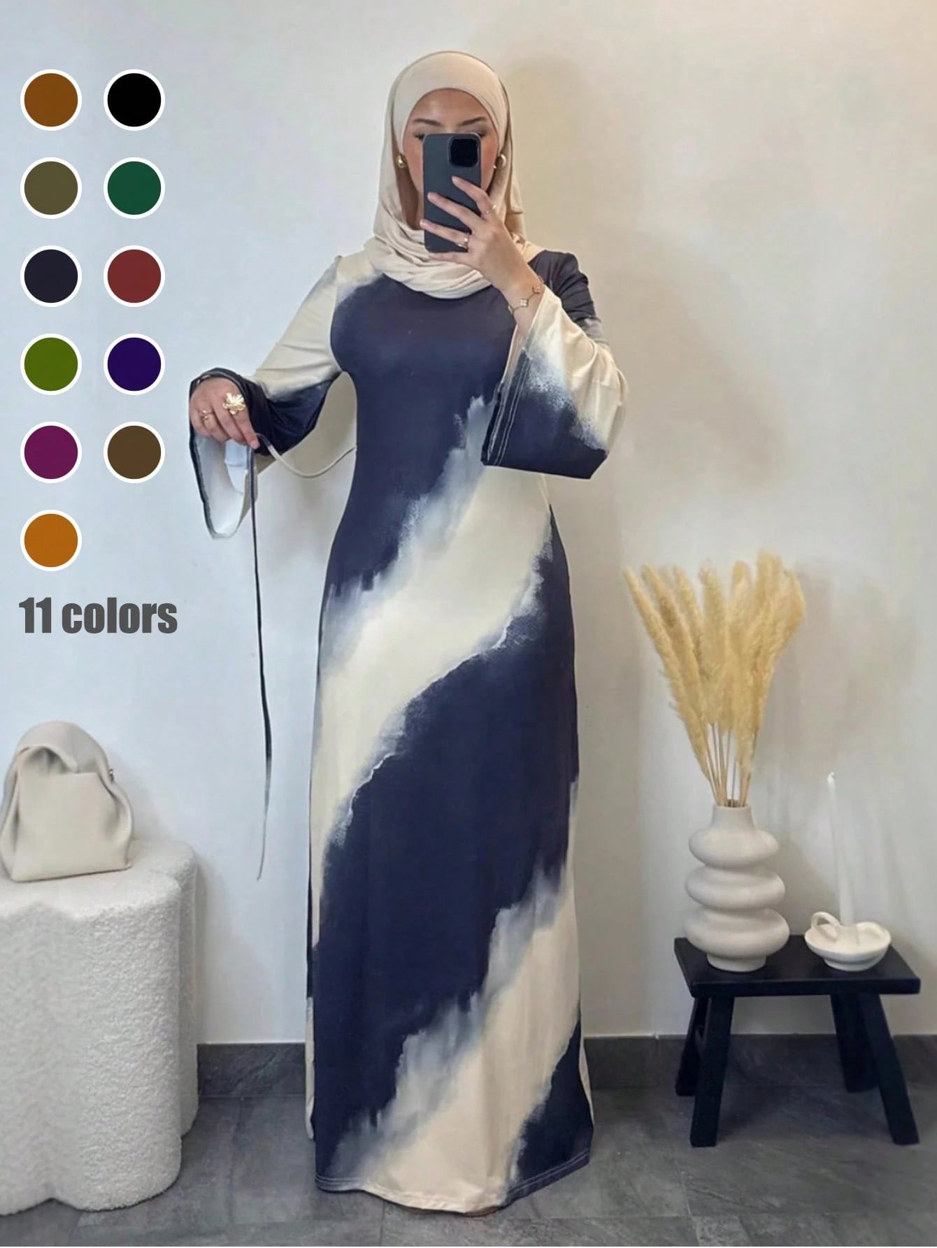 Elegant Arabic Style Mid-Length Dress shein
