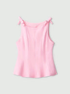Women's Simple Solid Color Bow Decor Sleeveless Top shein