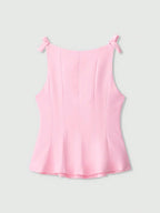 Women's Simple Solid Color Bow Decor Sleeveless Top shein