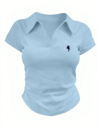 Women's Casual Color Block Ruched T-Shirt