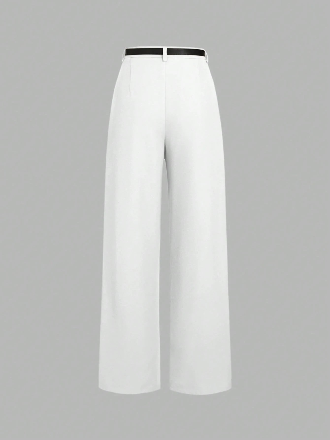 Women's High-Waisted Loose Pleat Front Straight Leg Pants With Belt