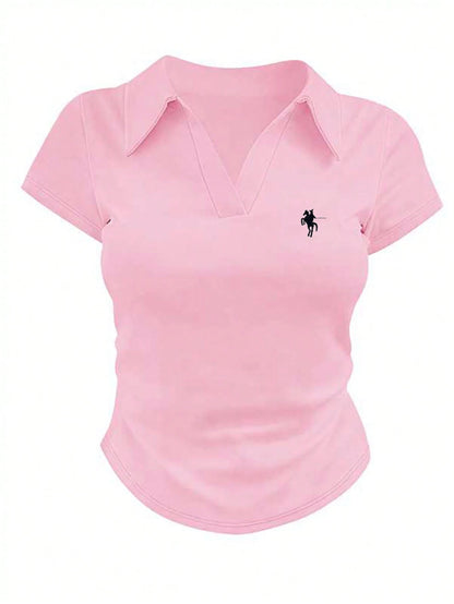 Women's Casual Color Block Ruched T-Shirt