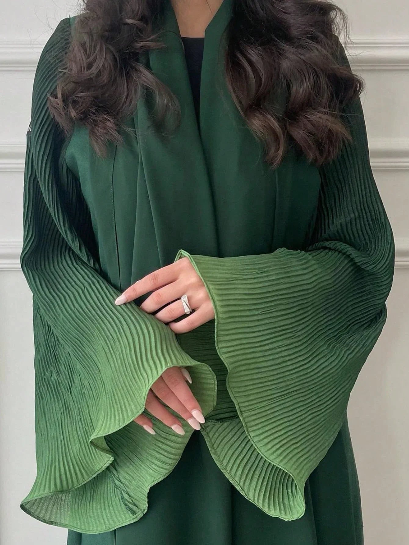Elegant Women's Long Abaya With Pleated Bell Sleeves shein