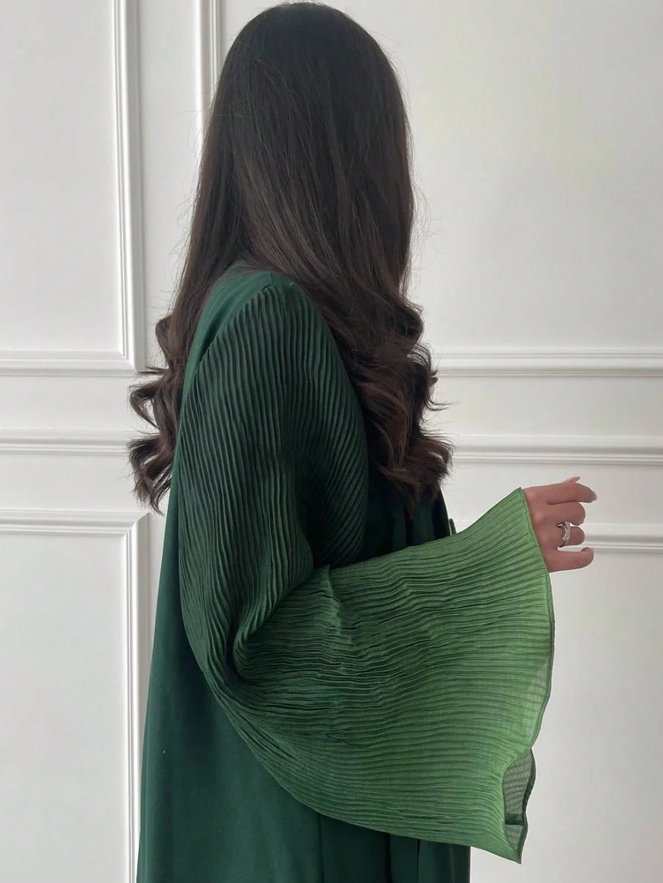 Elegant Women's Long Abaya With Pleated Bell Sleeves shein