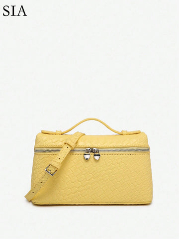Women's Vintage Commuter Woven Faux Leather Box-Shaped Handbag