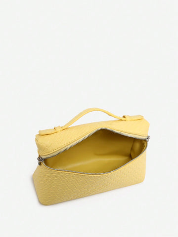 Women's Vintage Commuter Woven Faux Leather Box-Shaped Handbag