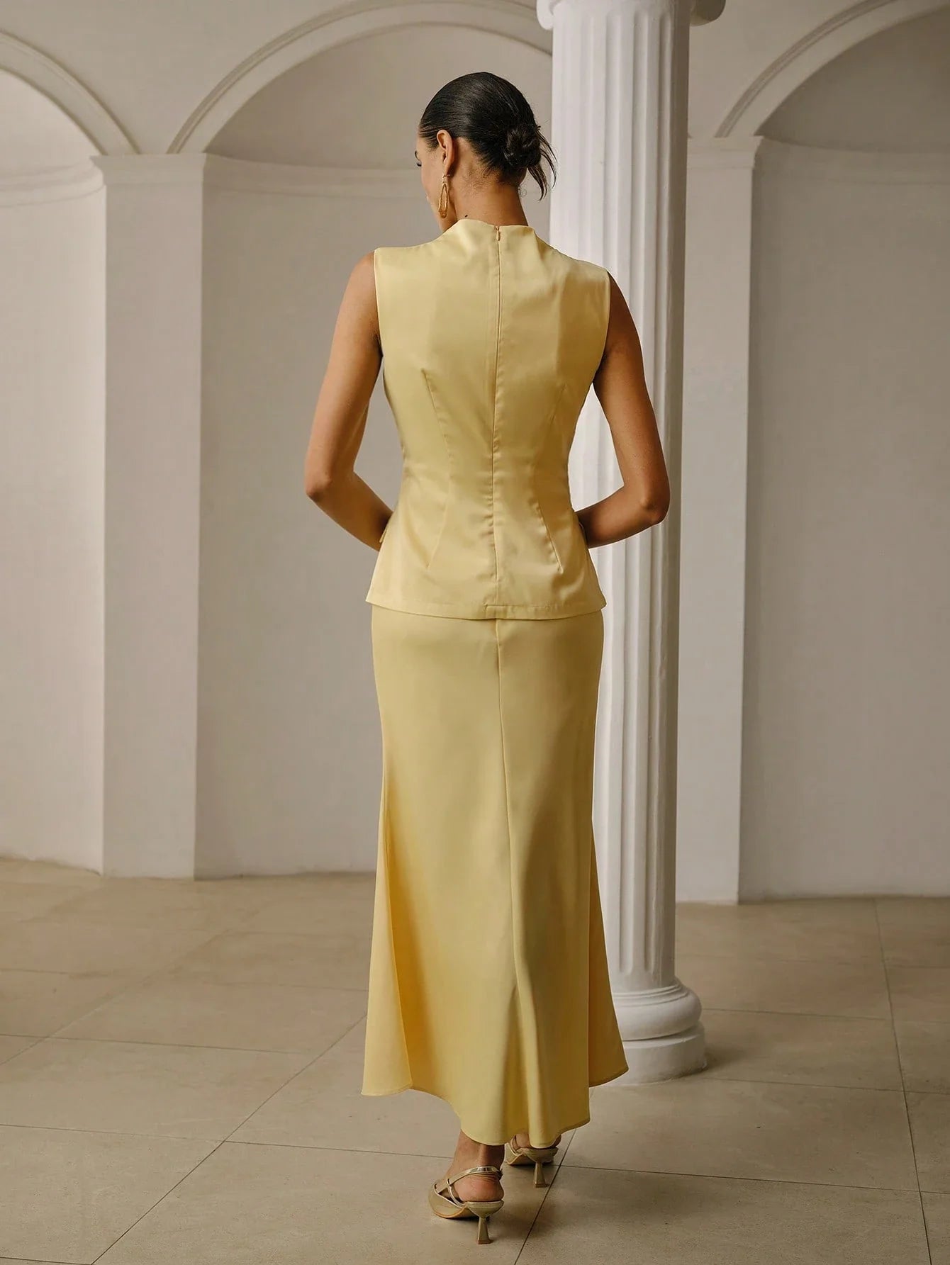 ZEYLAH Satin Long Dress, 2 In 1 shein