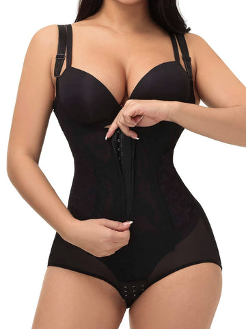 Zip Front Shapewear Bodysuit shein