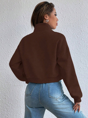 Zip Up Flap Pocket Sweatshirt shein