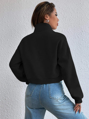 Zip Up Flap Pocket Sweatshirt shein