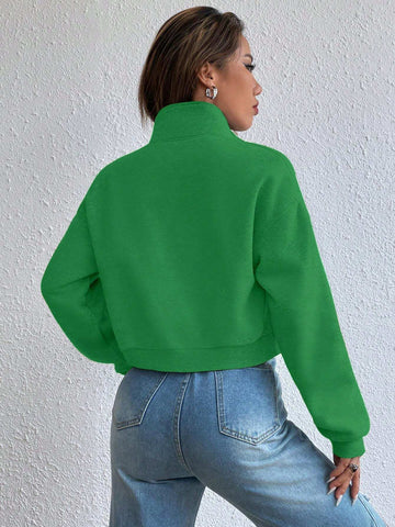 Zip Up Flap Pocket Sweatshirt shein