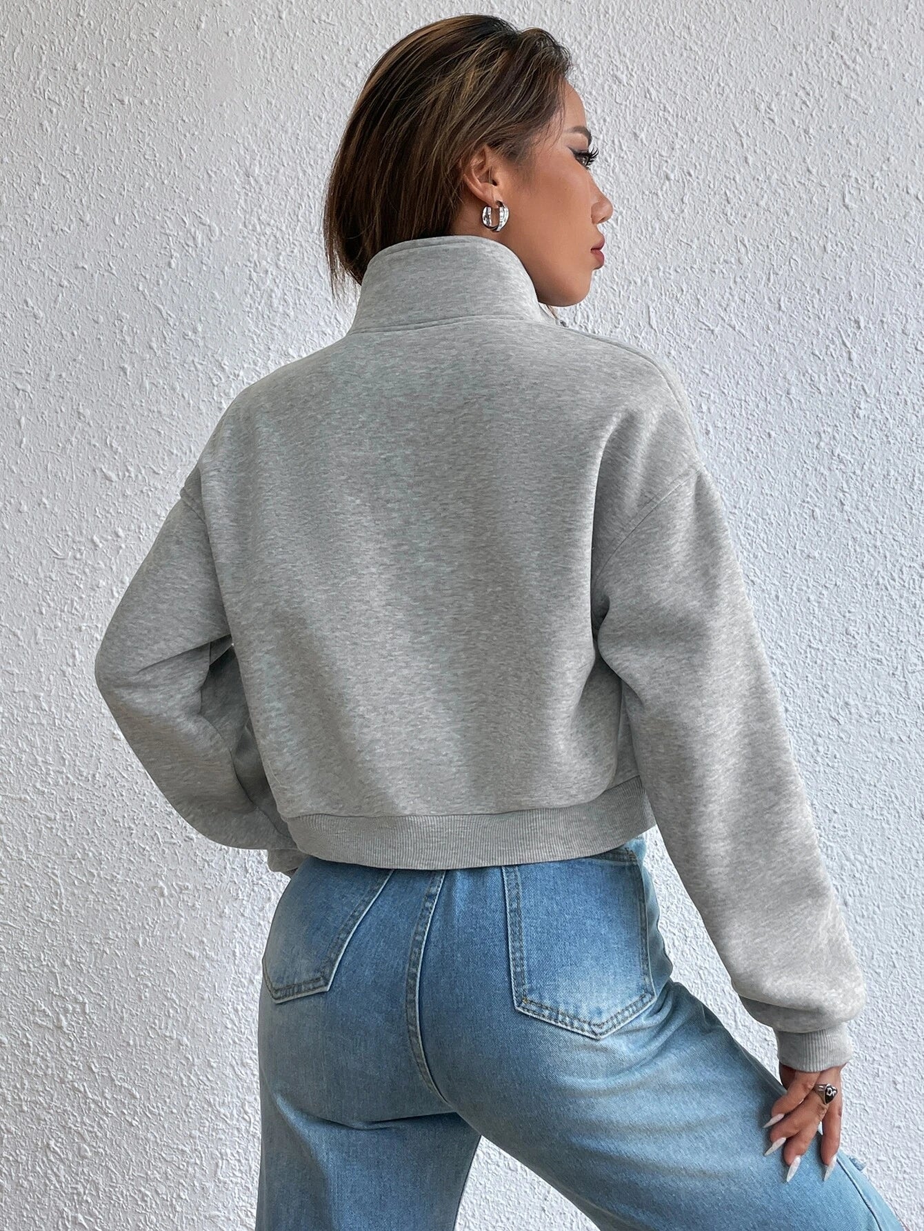 Zip Up Flap Pocket Sweatshirt shein