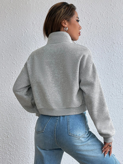 Zip Up Flap Pocket Sweatshirt shein
