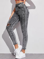 Acid Wash High-Waisted High Stretch Skinny Jeans Shein