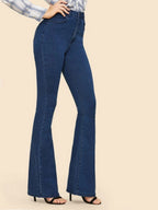 High Waisted Flare Hem Skinny Jeans Shein