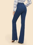 High Waisted Flare Hem Skinny Jeans Shein