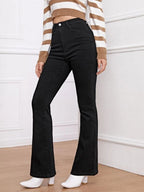 High Waisted Flare Hem Skinny Jeans Shein