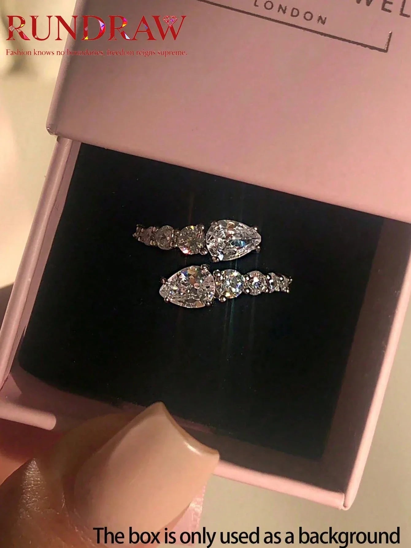 Water Drop & Round Cut Cubic Zirconia Snake Ring shein