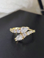 Water Drop & Round Cut Cubic Zirconia Snake Ring shein