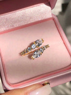 Water Drop & Round Cut Cubic Zirconia Snake Ring shein
