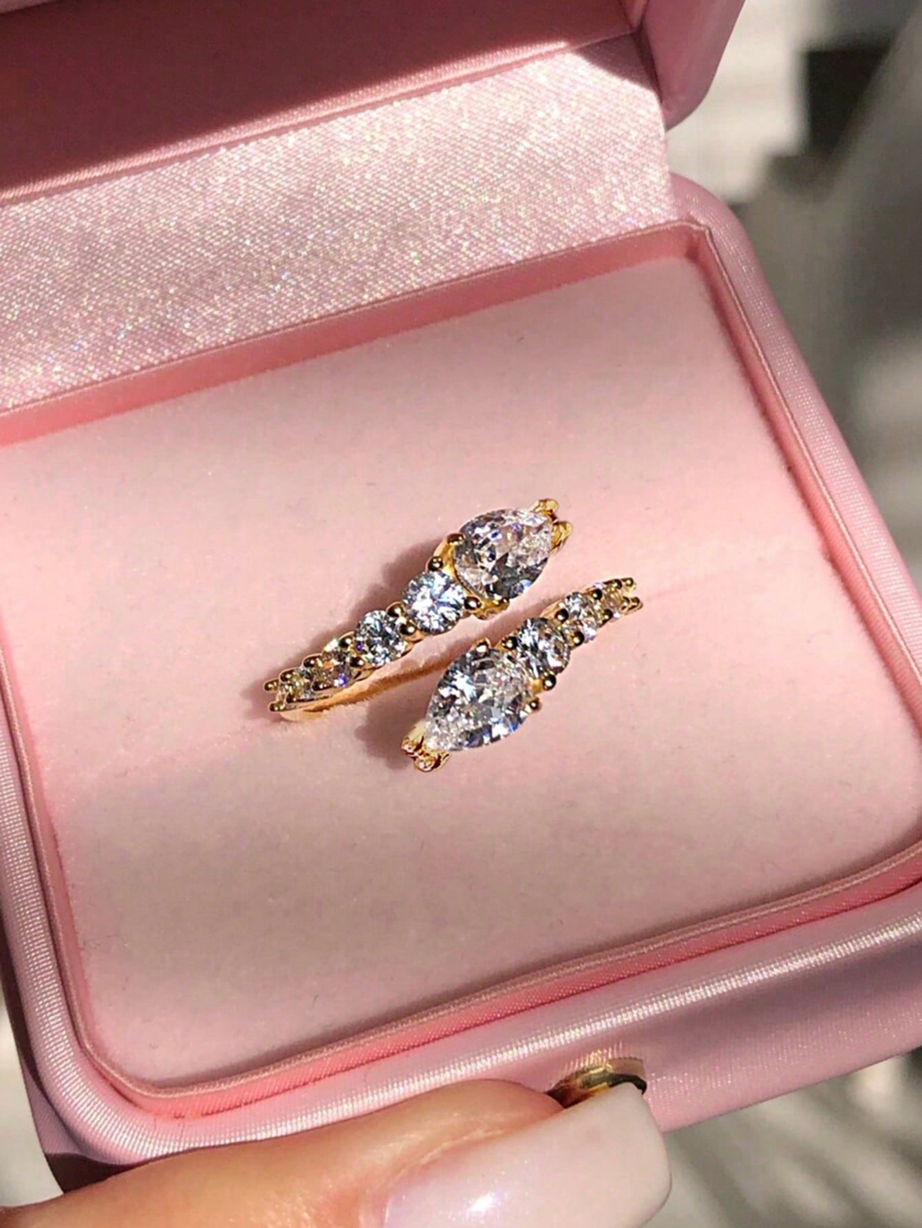 Water Drop & Round Cut Cubic Zirconia Snake Ring shein