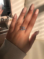 Water Drop & Round Cut Cubic Zirconia Snake Ring shein