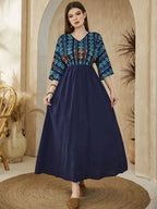Plant Print Dolman Sleeve Dress Without Belt Shein