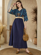 Plant Print Dolman Sleeve Dress Without Belt Shein