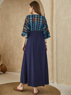 Plant Print Dolman Sleeve Dress Without Belt Shein