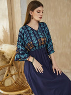 Plant Print Dolman Sleeve Dress Without Belt Shein