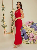 One Shoulder Solid Mermaid Dress Shein