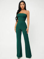SXY Crop Tube Top & Flare Leg Pants Set Shein
