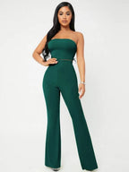 SXY Crop Tube Top & Flare Leg Pants Set Shein