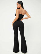 SXY Crop Tube Top & Flare Leg Pants Set Shein