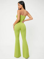 SXY Crop Tube Top & Flare Leg Pants Set Shein