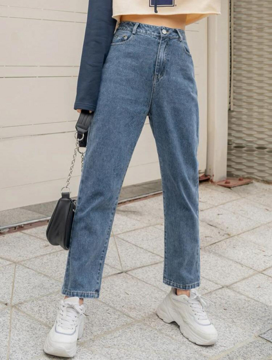 DAZY High Waist Straight Leg Jeans Shein
