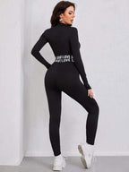 Letter Graphic Crop Jacket & Leggings Shein