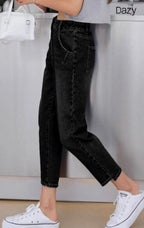 DAZY High Rise Crop Mom Jeans Shein