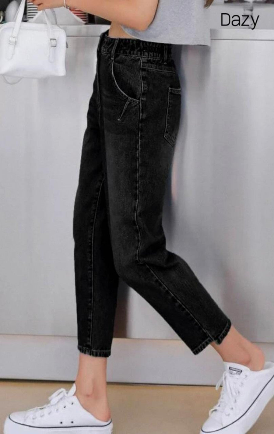 DAZY High Rise Crop Mom Jeans Shein